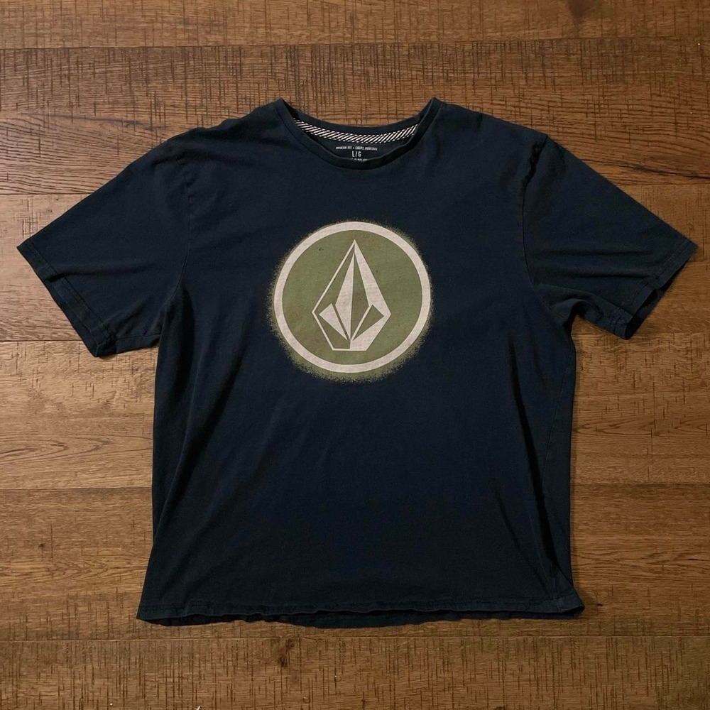Volcom Stone Graphic T-Shirt Mens Large Navy Blue Short Sleeve Modern Fit Skater